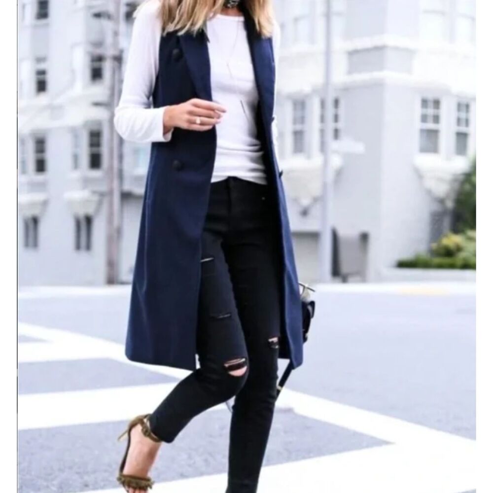 rag & bone Navy Blue Sleeveless Blazer